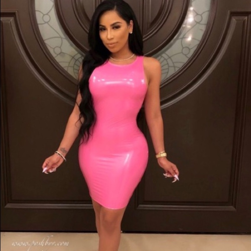 Hot Pink latex dress for the weekend ladies